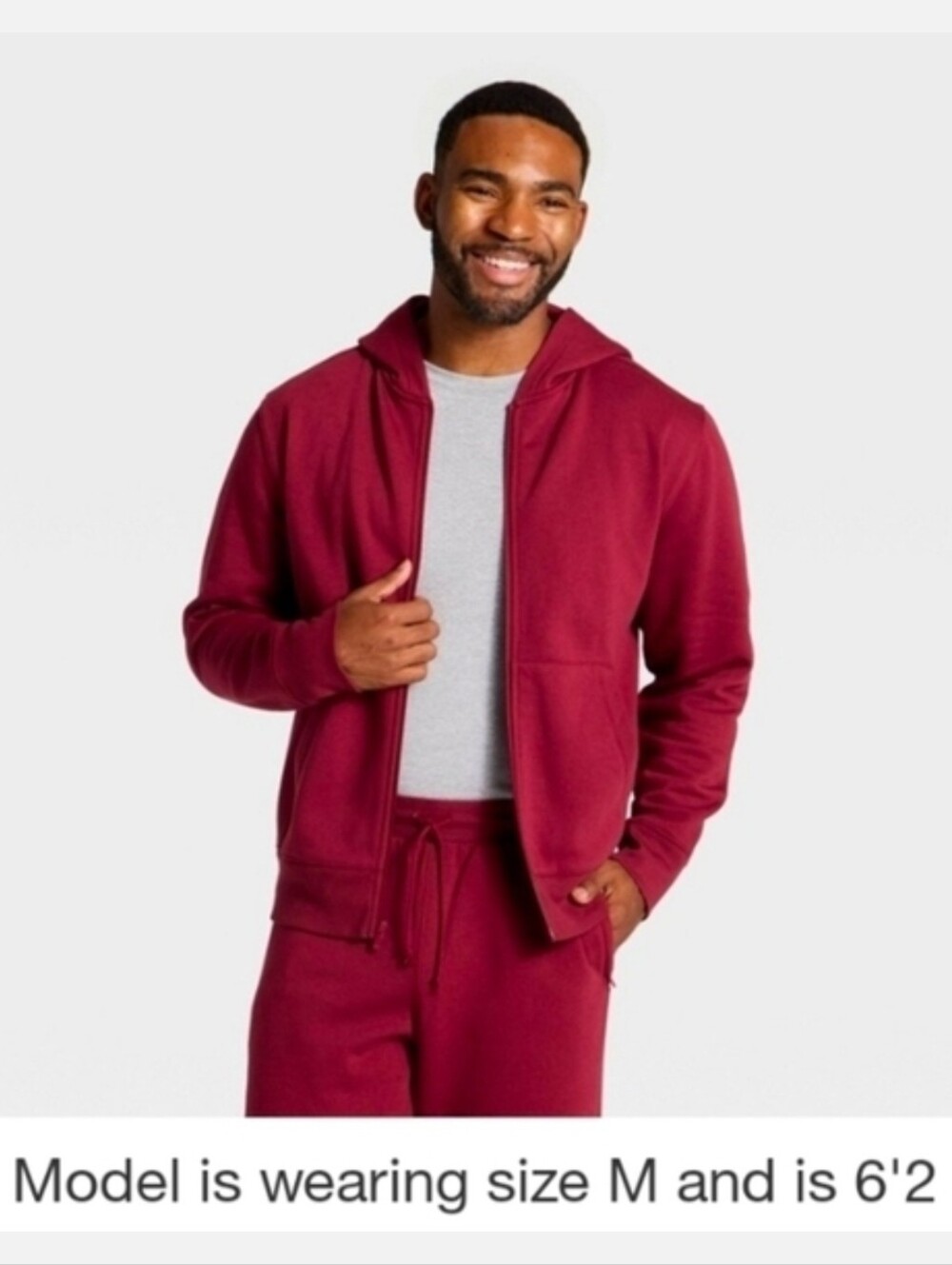 All In Motion Men’s Active Comfort Cotton Full Zip up Hooded Sweatshirt Secure Z
